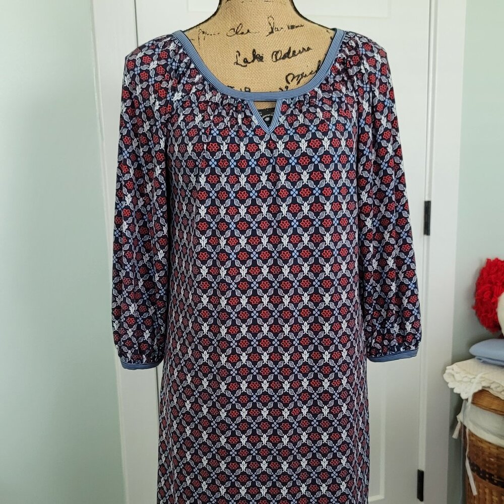 Max Studio Blue Red White Print dress Small, Nice Condition!